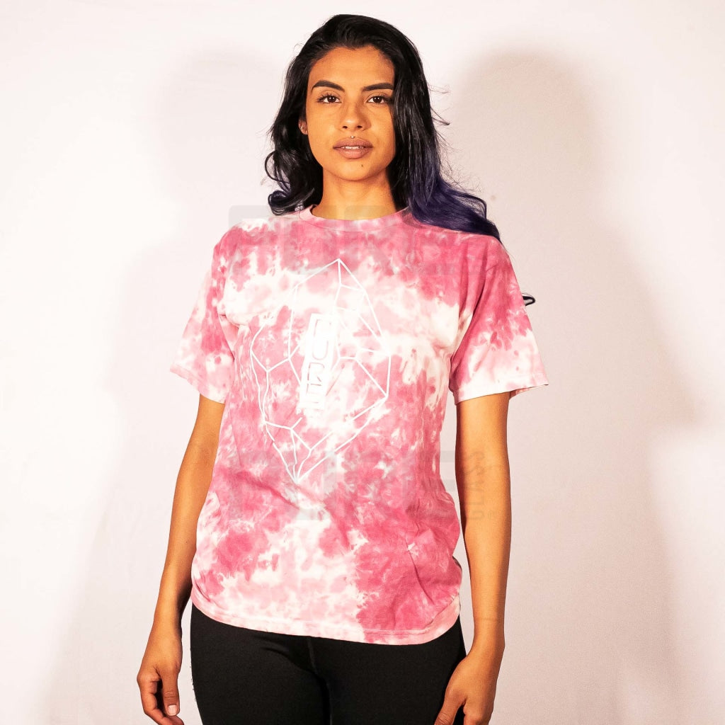 TIE DYE PRINT MESH T-SHIRT L Baby Pink MILADYS, 51% OFF